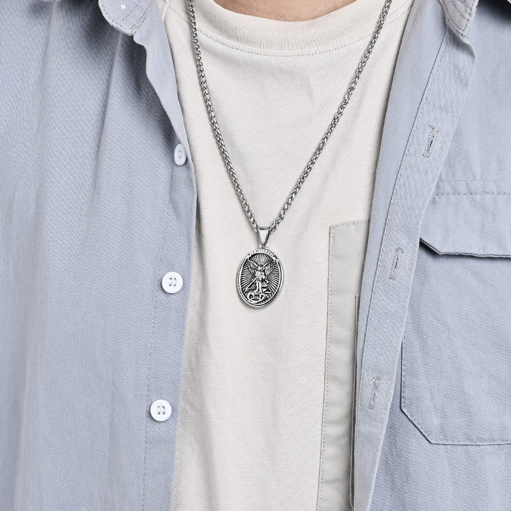 Christiandiscipleshop Classic Style Saint Michael Archangel Ephesians 6:10 Pendant Necklace