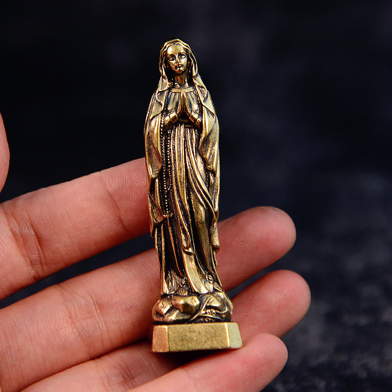 Christiandiscipleshop Classic Style Exquisite Brass Our Lady Pray For Us Virgin Mary Statue Ornament