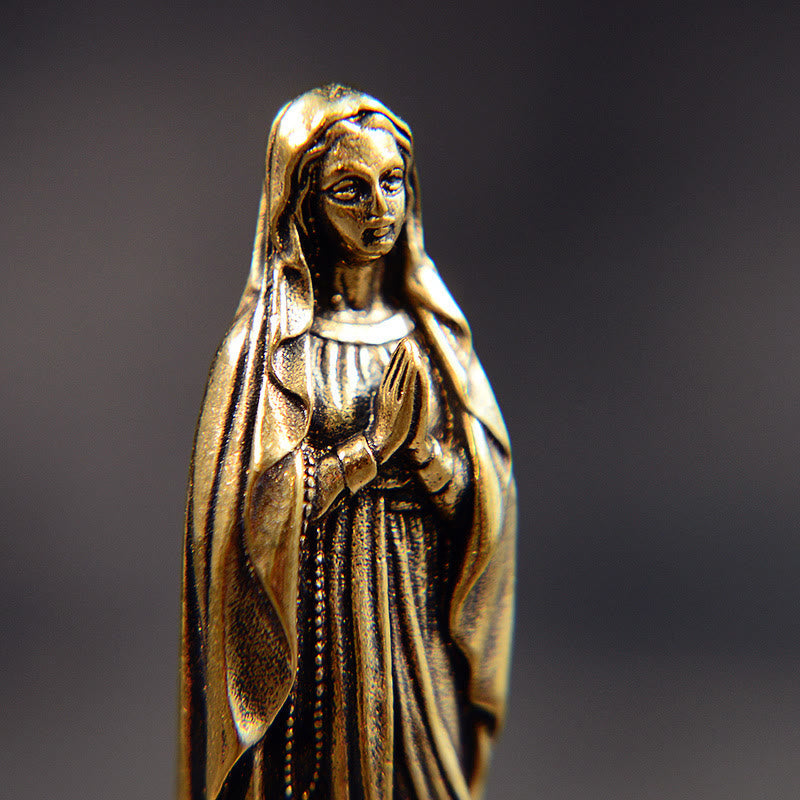 Christiandiscipleshop Classic Style Exquisite Brass Our Lady Pray For Us Virgin Mary Statue Ornament