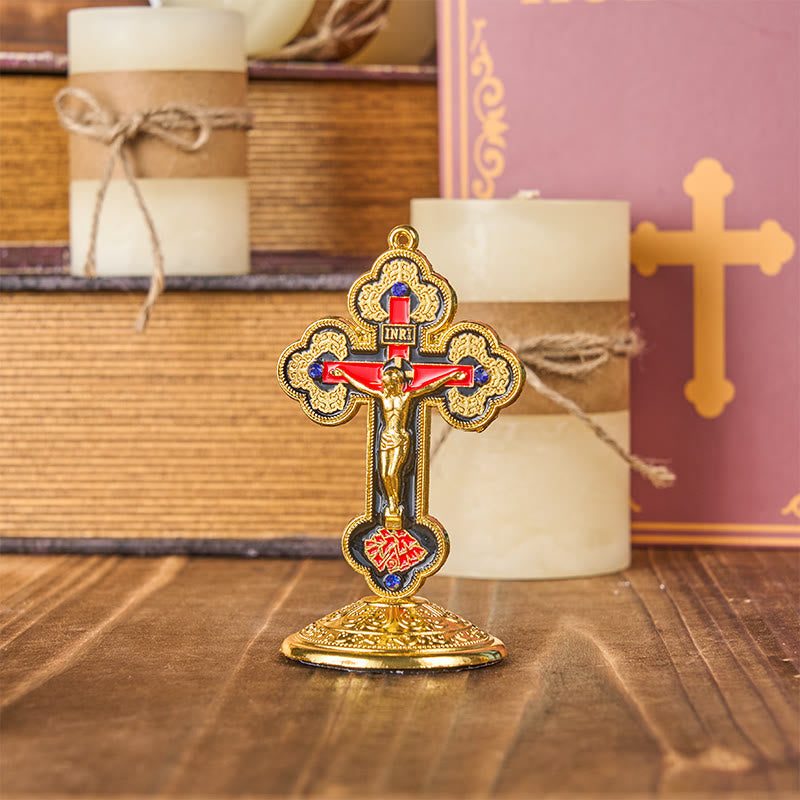 Christiandiscipleshop Retro Classic Style Radiant Ornate Crucifix Stand Desktop Ornaments