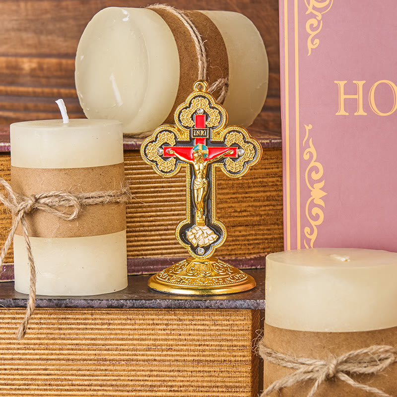 Christiandiscipleshop Retro Classic Style Radiant Ornate Crucifix Stand Desktop Ornaments