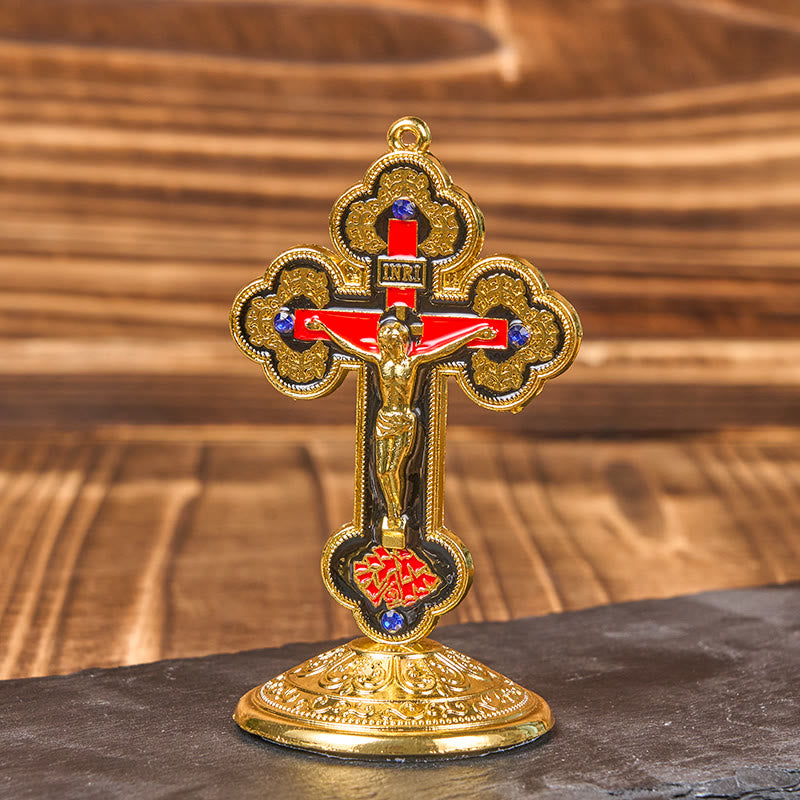 Christiandiscipleshop Retro Classic Style Radiant Ornate Crucifix Stand Desktop Ornaments