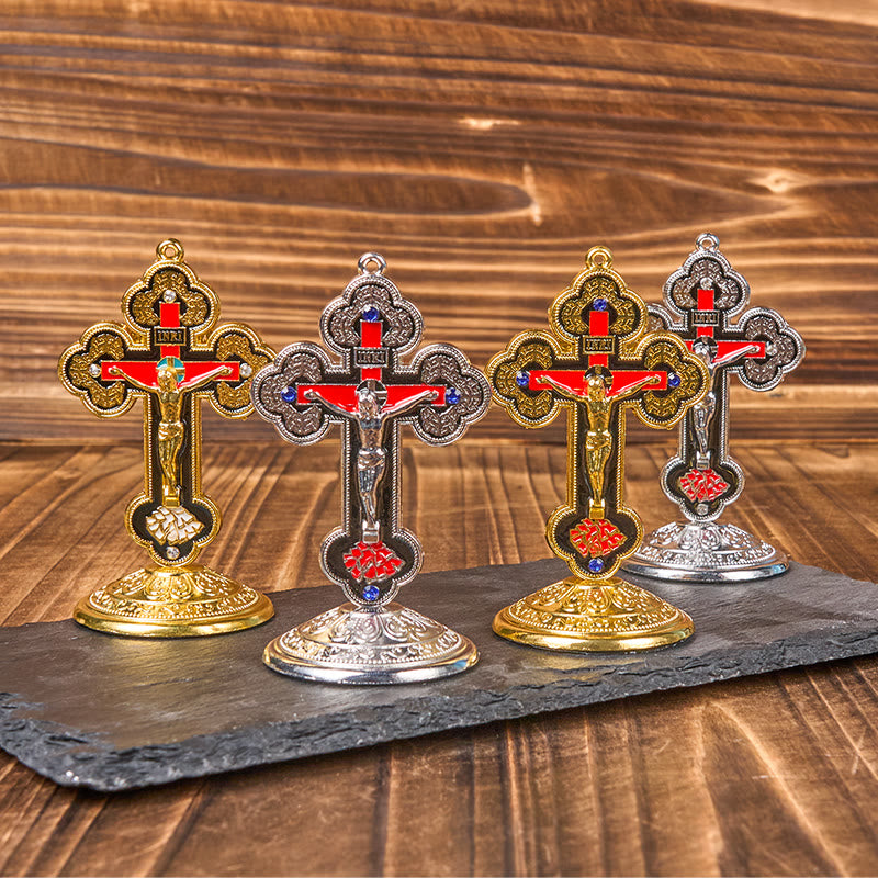 Christiandiscipleshop Retro Classic Style Radiant Ornate Crucifix Stand Desktop Ornaments