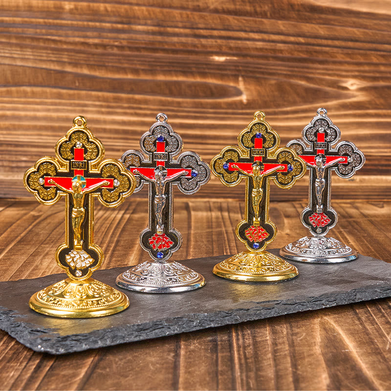 Christiandiscipleshop Retro Classic Style Radiant Ornate Crucifix Stand Desktop Ornaments
