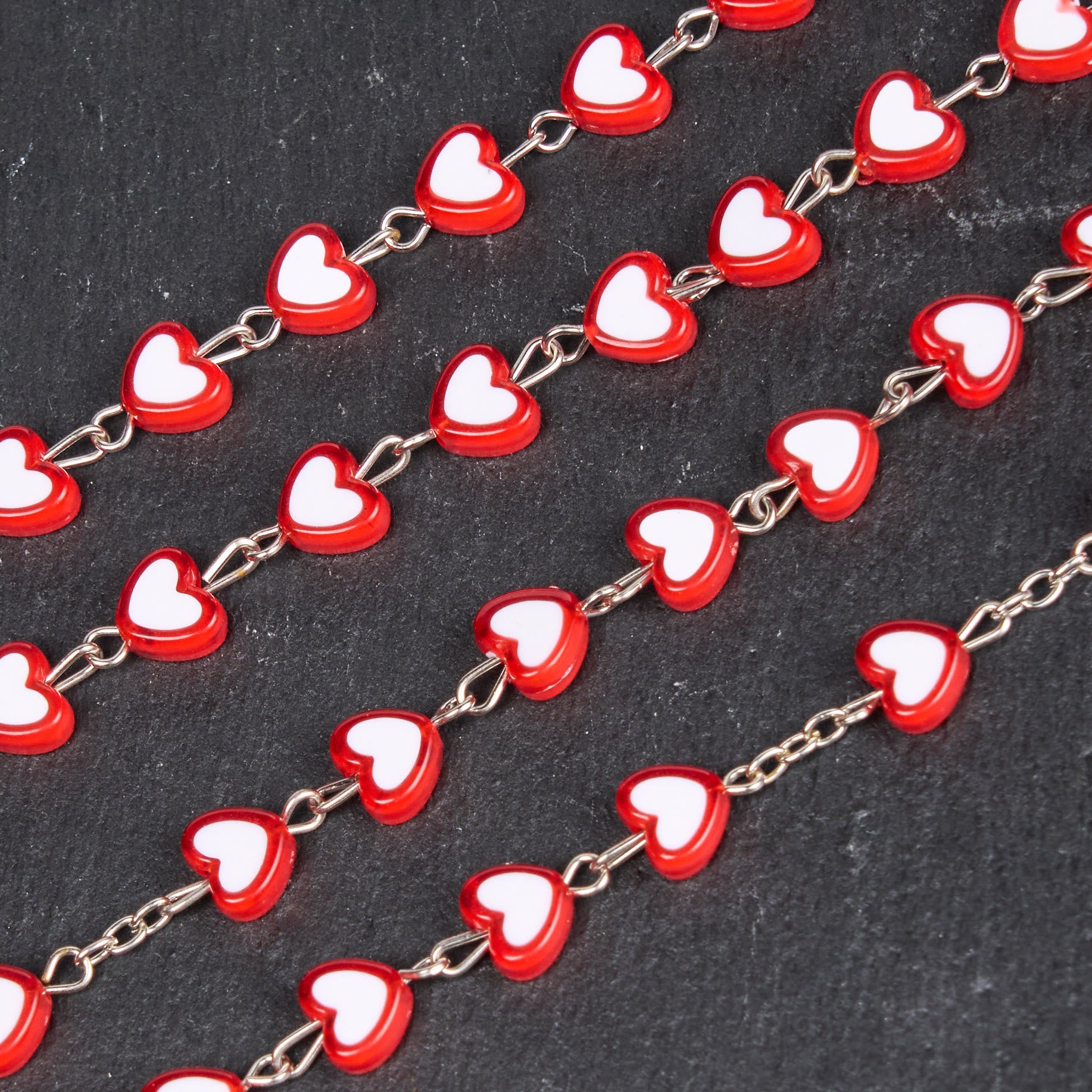 christiandiscipleshop Virgin Mary & Crucifix of 6 mm Heart Multicolor Acrylic Alloy Chain Rosary(4 color)