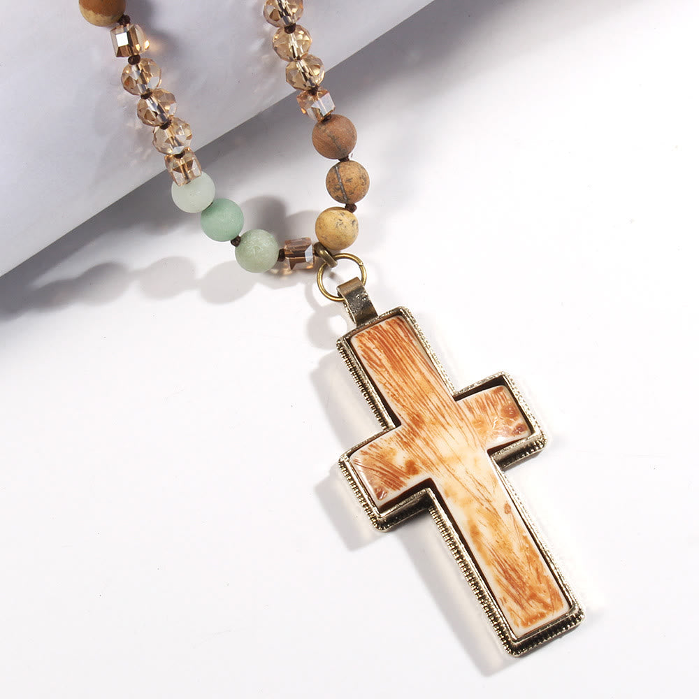 Christiandiscipleshop Classic Style Graceful Devotion Beaded Cross Necklace