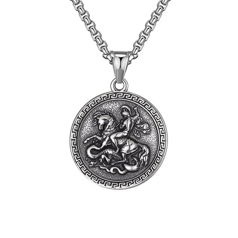 Christiandiscipleshop Classic Style St. George Dragon Slayer Pendant Necklace