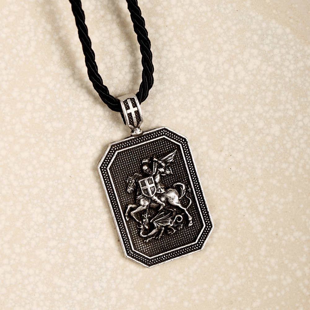 Christiandiscipleshop Classic Style Saint George and the Dragon Pendant Protection Prayer Necklace