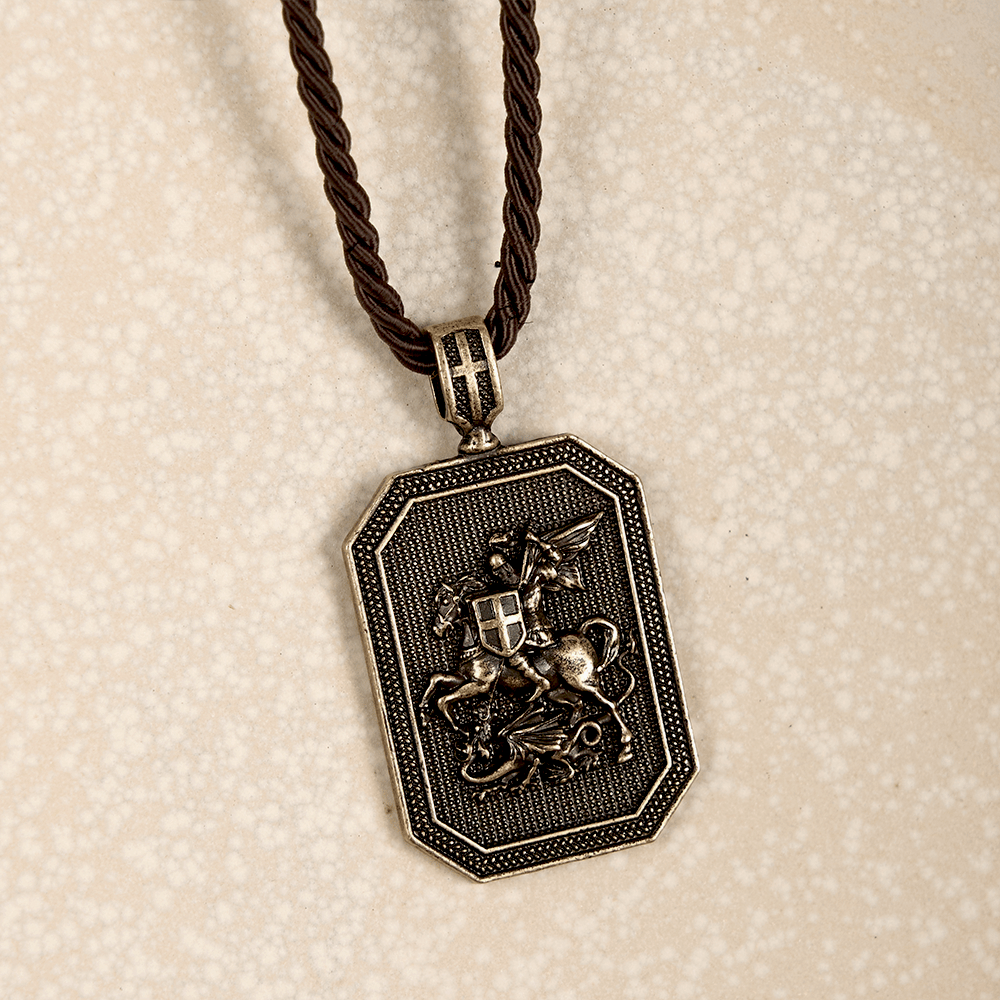Christiandiscipleshop Classic Style Saint George and the Dragon Pendant Protection Prayer Necklace