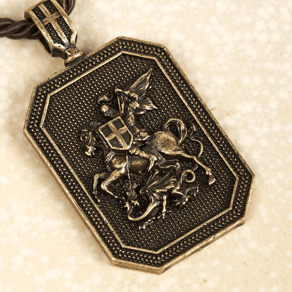 Christiandiscipleshop Classic Style Saint George and the Dragon Pendant Protection Prayer Necklace