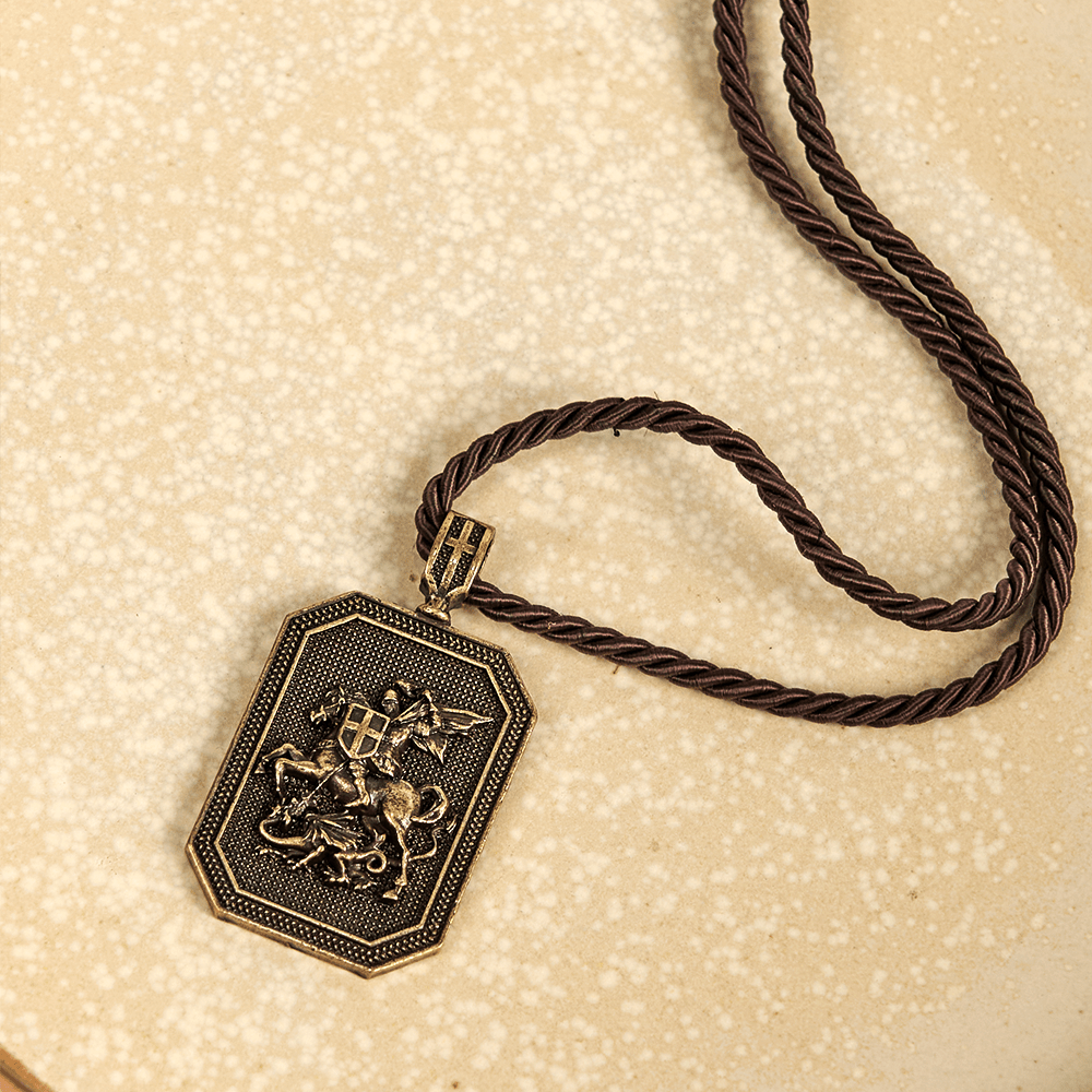 Christiandiscipleshop Classic Style Saint George and the Dragon Pendant Protection Prayer Necklace
