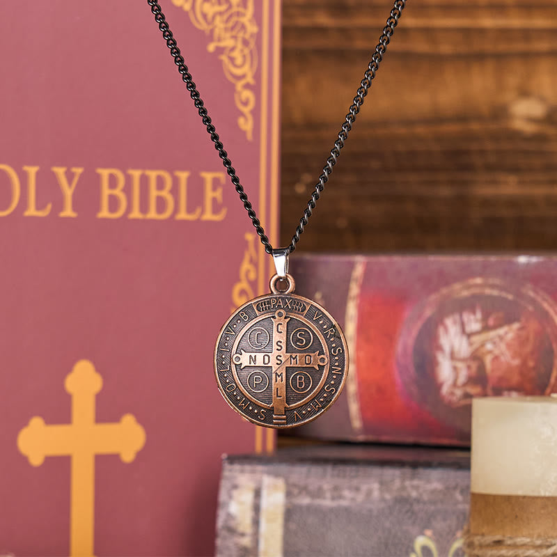 Christiandiscipleshop Classic Style Crafted St. Benedict Symbol Pendant Necklace(3 color)