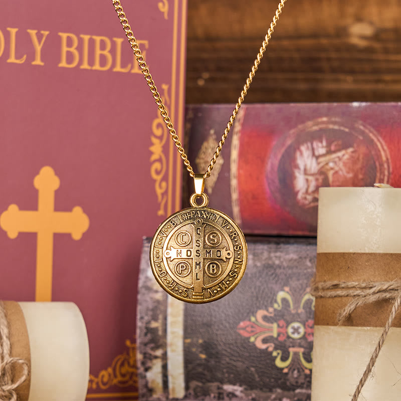 Christiandiscipleshop Classic Style Crafted St. Benedict Symbol Pendant Necklace(3 color)