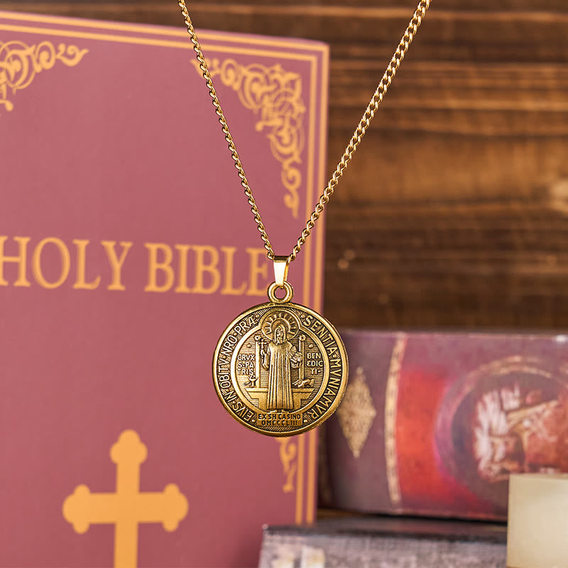Christiandiscipleshop Classic Style Crafted St. Benedict Symbol Pendant Necklace(3 color)