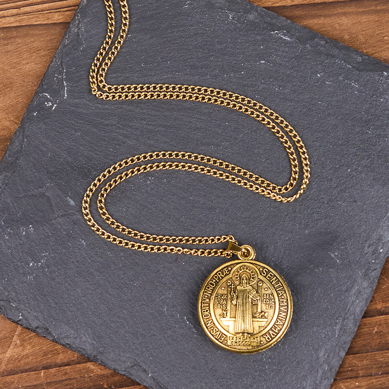 Christiandiscipleshop Classic Style Crafted St. Benedict Symbol Pendant Necklace(3 color)