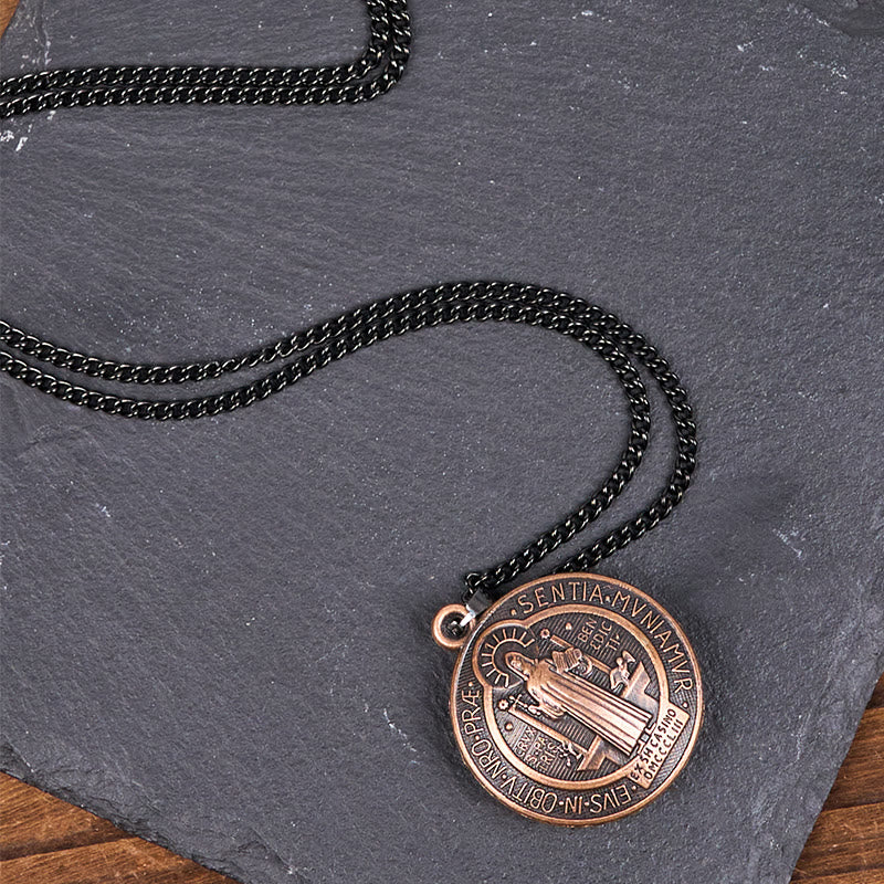 Christiandiscipleshop Classic Style Crafted St. Benedict Symbol Pendant Necklace(3 color)