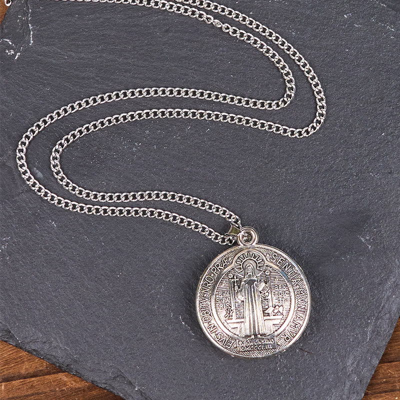 Christiandiscipleshop Classic Style Crafted St. Benedict Symbol Pendant Necklace(3 color)