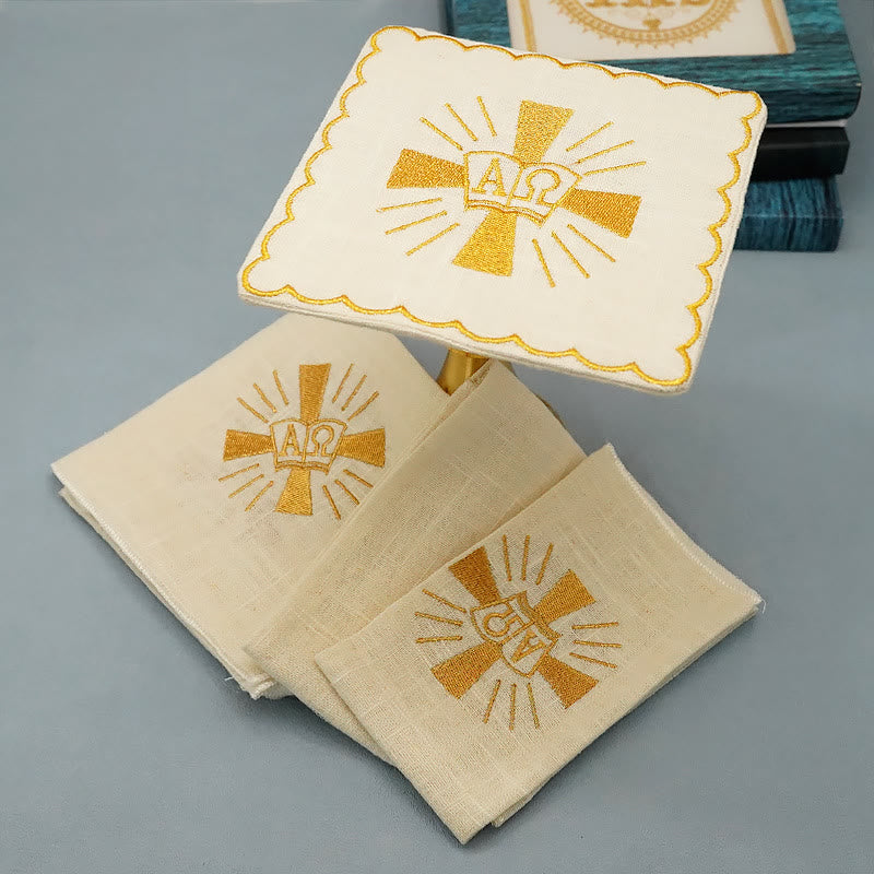 Christiandiscipleshop Classic Style Golden Shining Grace Cross Altar Linen Set