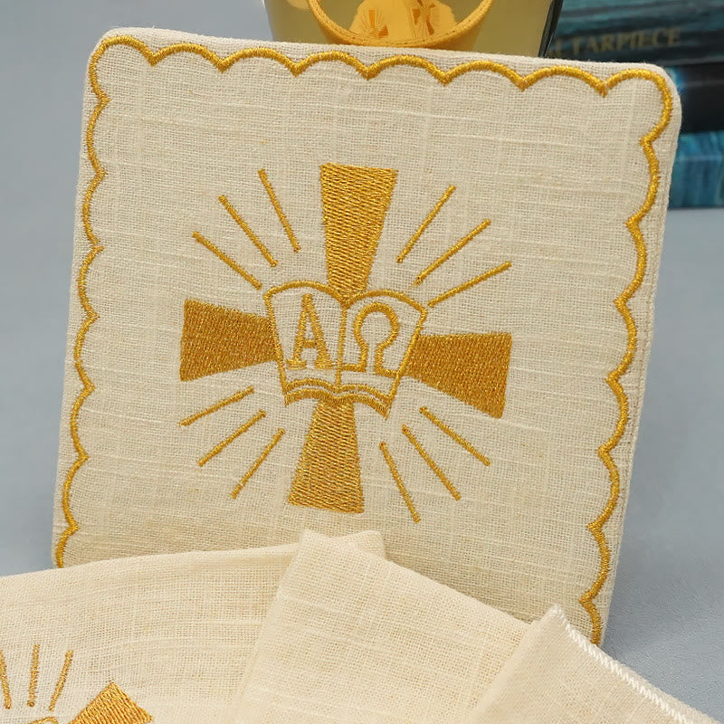 Christiandiscipleshop Classic Style Golden Shining Grace Cross Altar Linen Set