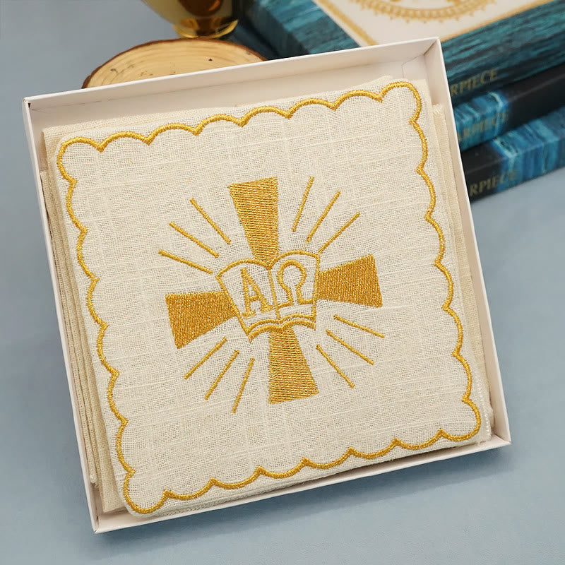 Christiandiscipleshop Classic Style Golden Shining Grace Cross Altar Linen Set