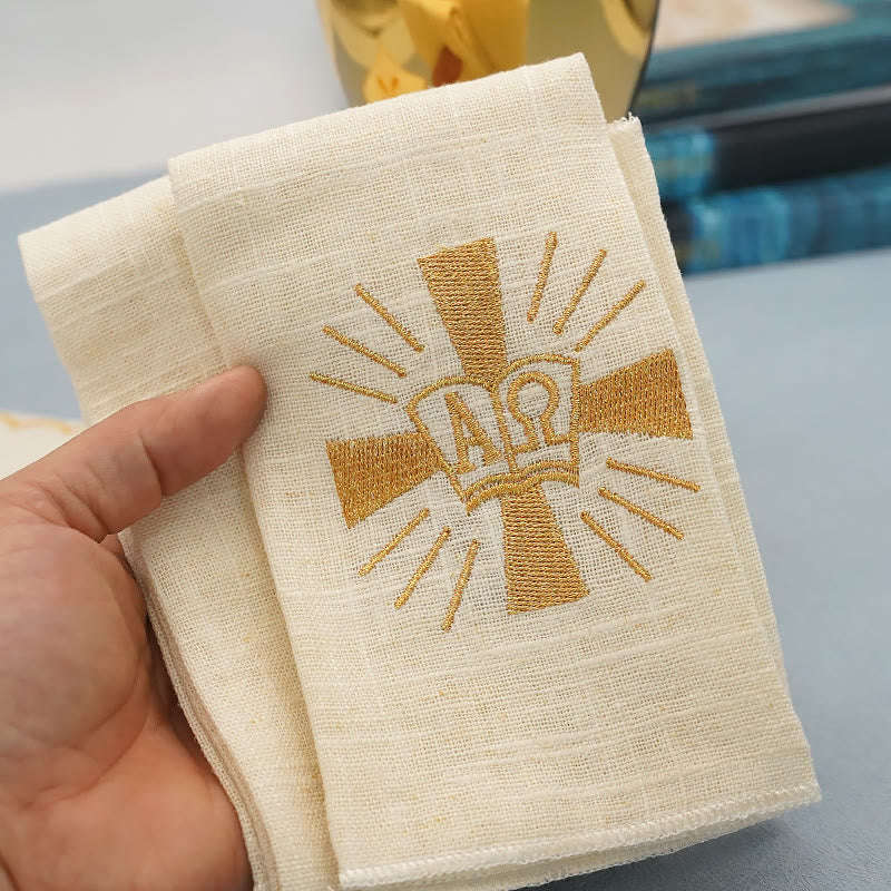 Christiandiscipleshop Classic Style Golden Shining Grace Cross Altar Linen Set