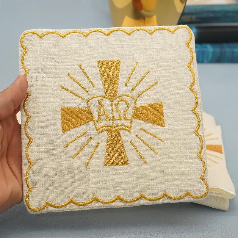 Christiandiscipleshop Classic Style Golden Shining Grace Cross Altar Linen Set