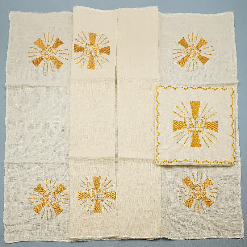 Christiandiscipleshop Classic Style Golden Shining Grace Cross Altar Linen Set