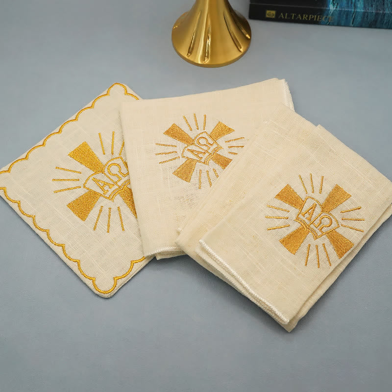 Christiandiscipleshop Classic Style Golden Shining Grace Cross Altar Linen Set