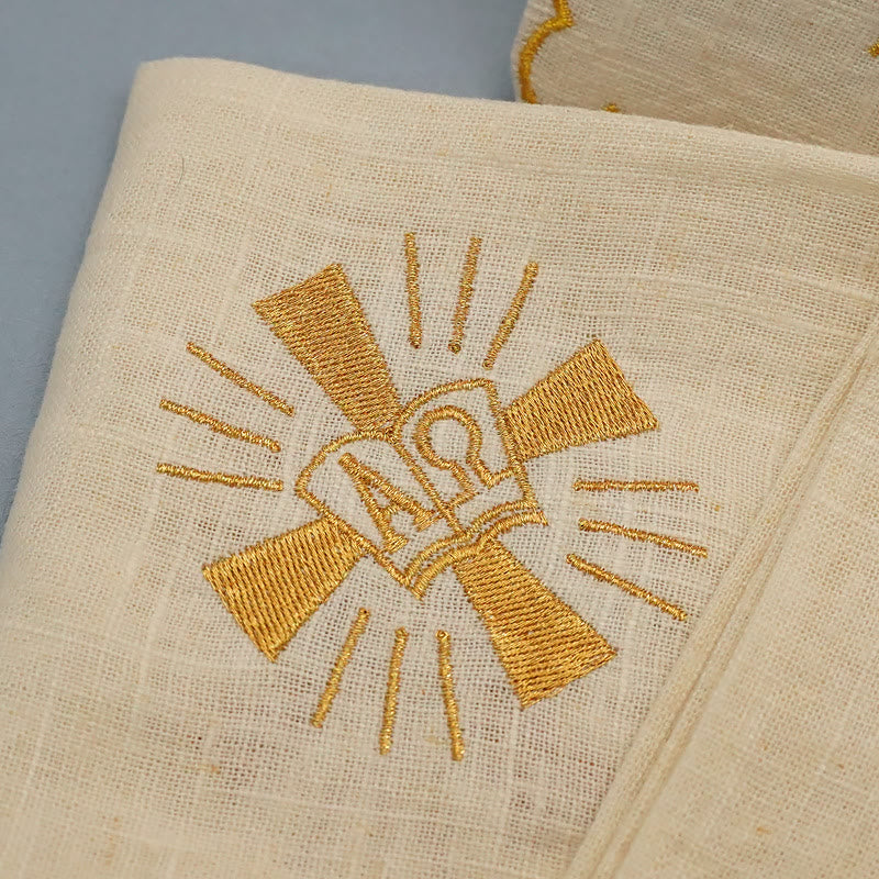 Christiandiscipleshop Classic Style Golden Shining Grace Cross Altar Linen Set
