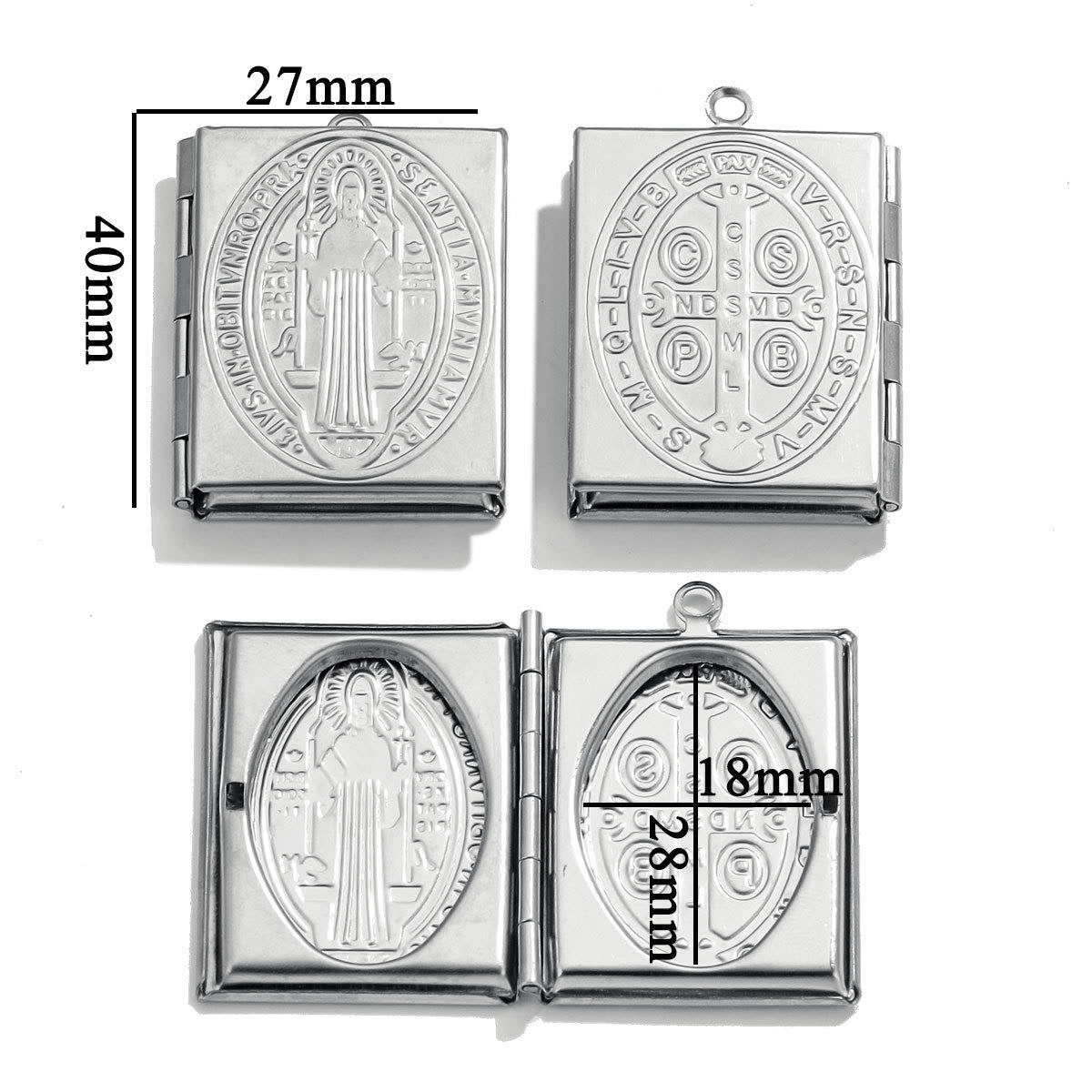 Christiandiscipleshop Modern Style St. Benedict & Marry Photo Box Pendant Necklace