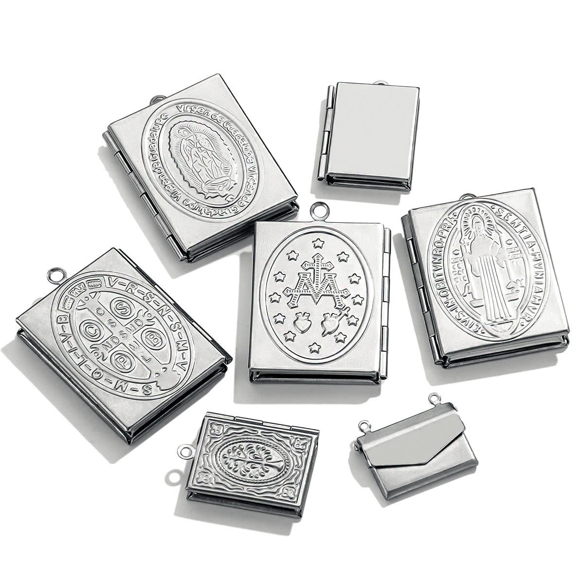 Christiandiscipleshop Modern Style St. Benedict & Marry Photo Box Pendant Necklace