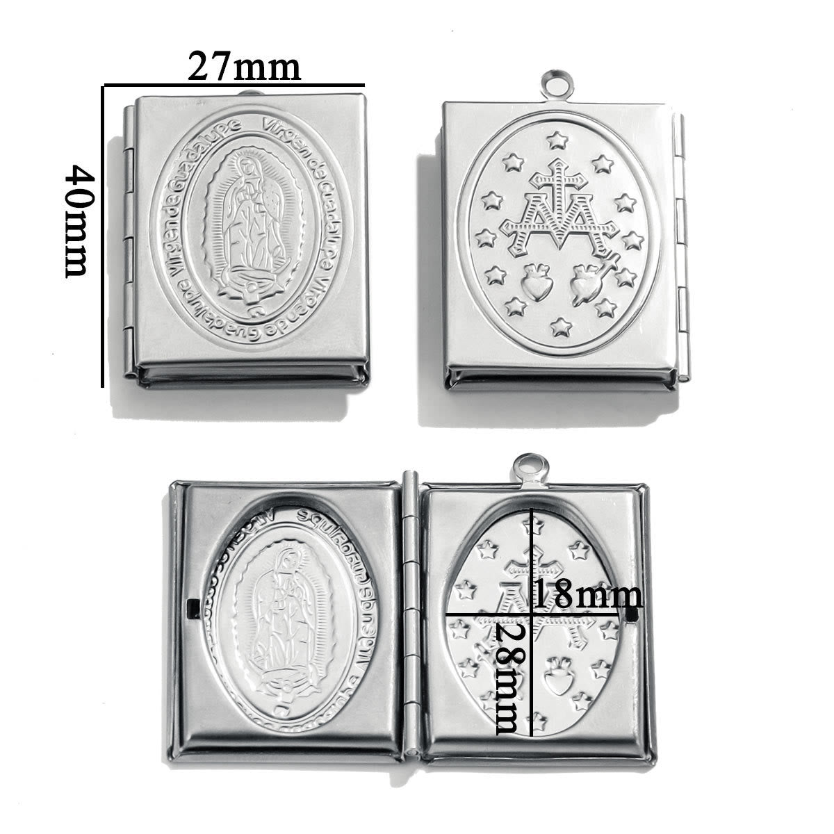 Christiandiscipleshop Modern Style St. Benedict & Marry Photo Box Pendant Necklace