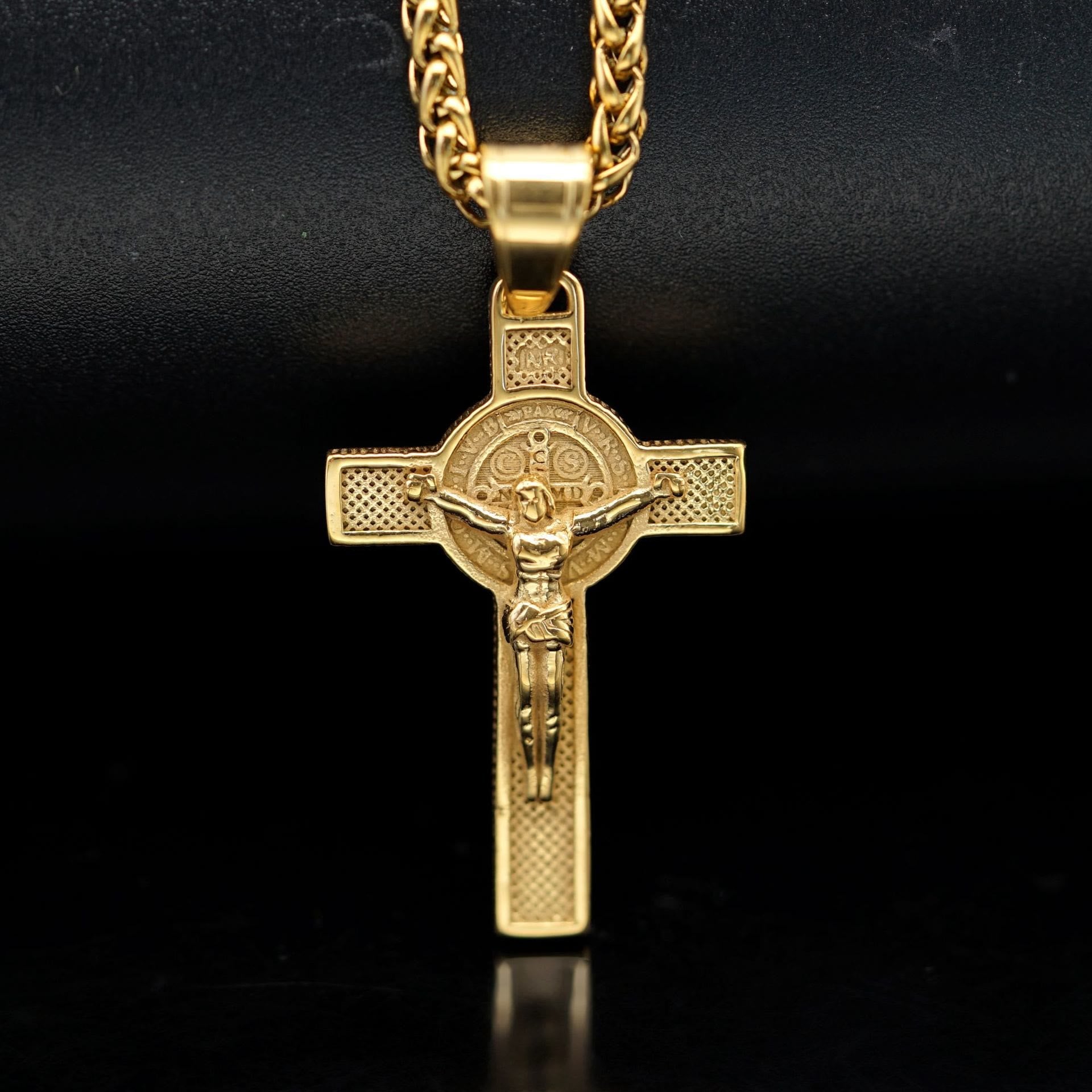 Christianartworkshop Classic Style Crafted Crucifix St. Benedict Jesus Cross Pendant Necklace