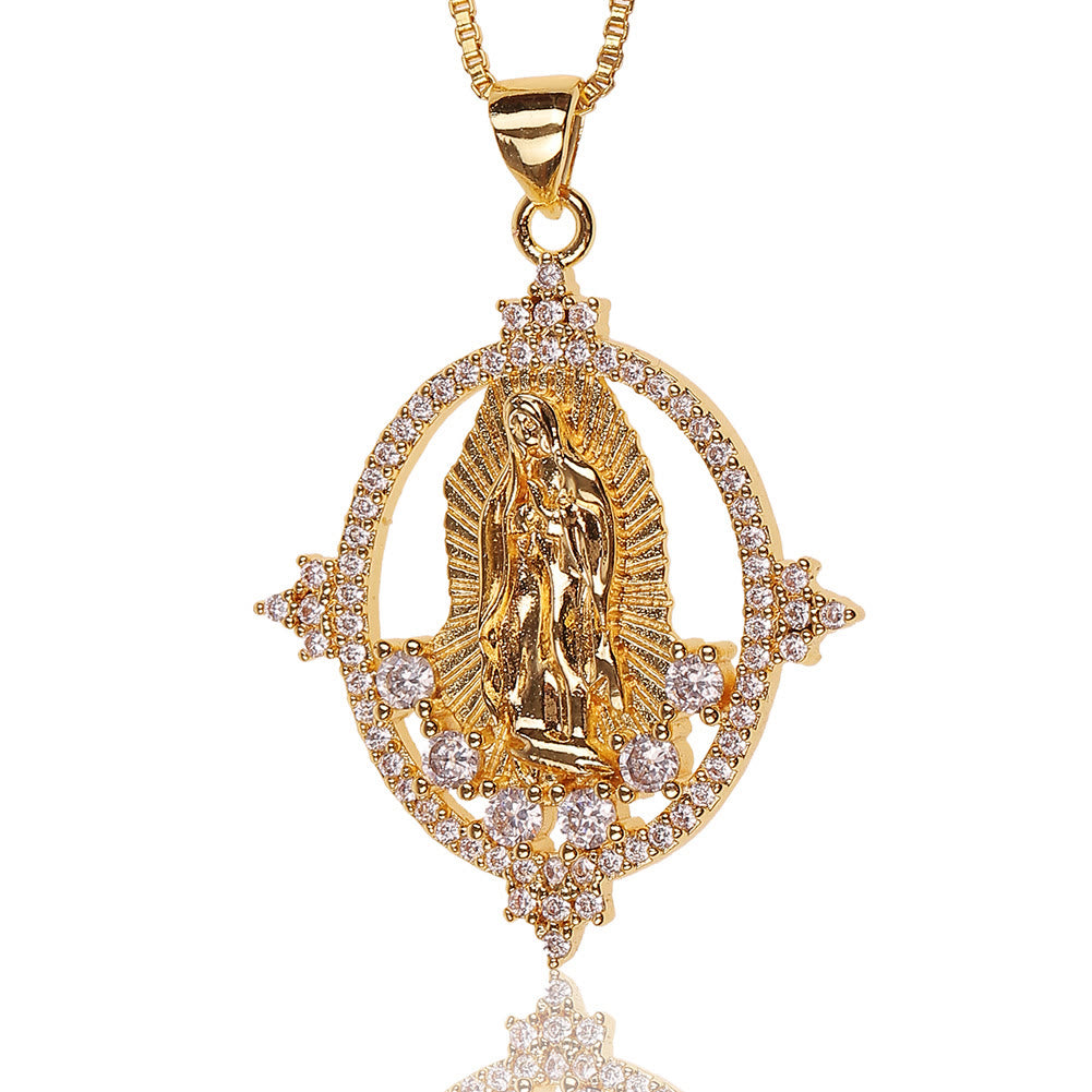 christiandiscipleshop Luxury Style Our Lady of Guadalupe Gemstones Pendant Necklace