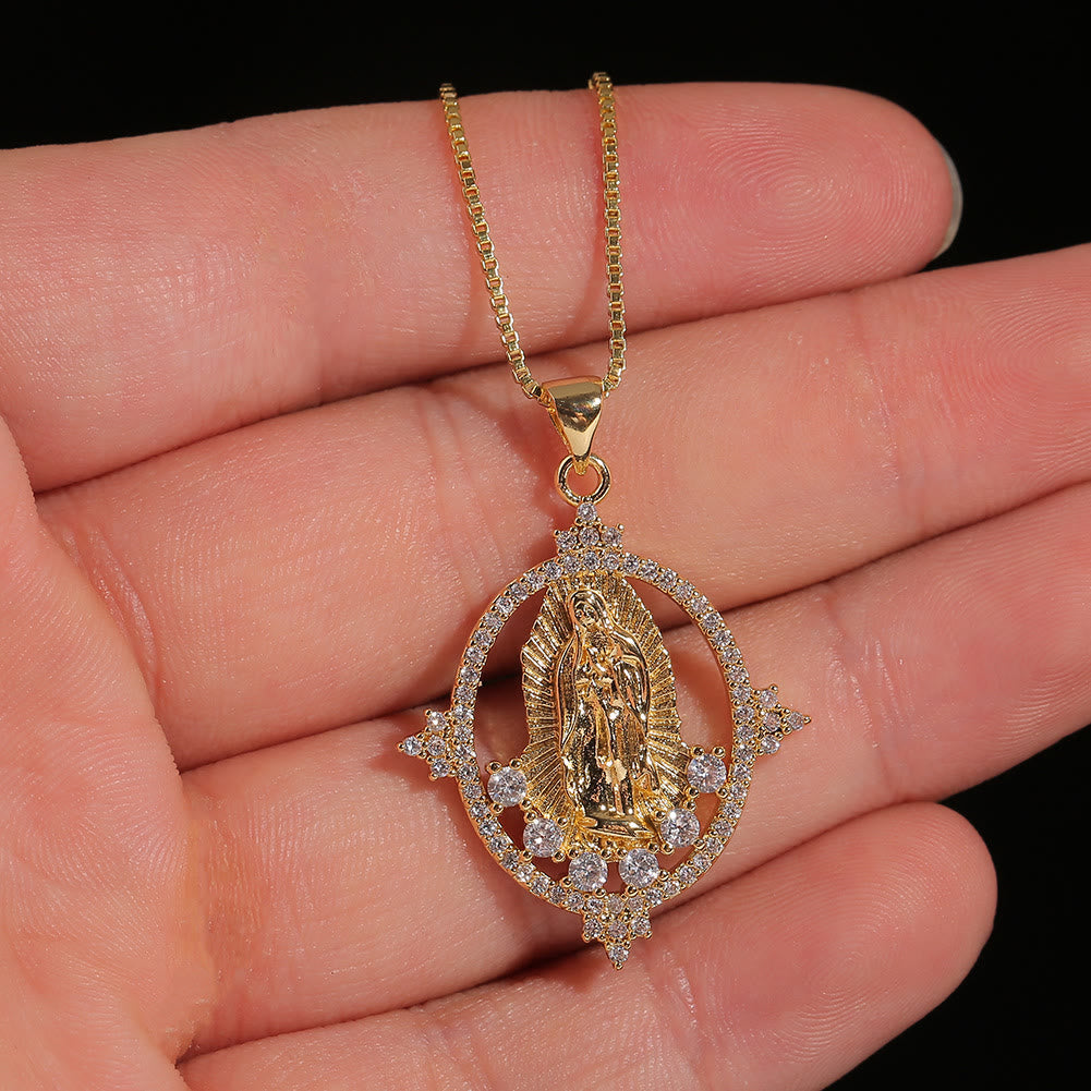 christiandiscipleshop Luxury Style Our Lady of Guadalupe Gemstones Pendant Necklace