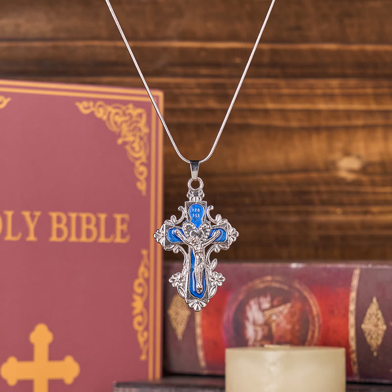 Christianartworkshop 4 Color Classic Style Jesus Cross Faith Crucifix Pendant Necklace