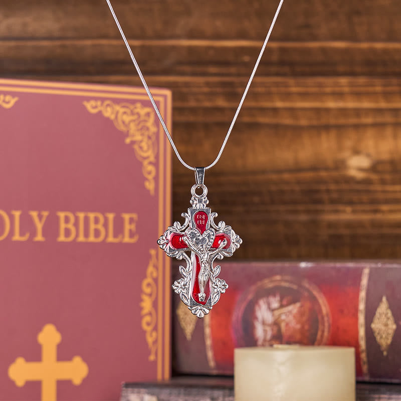 Christianartworkshop 4 Color Classic Style Jesus Cross Faith Crucifix Pendant Necklace
