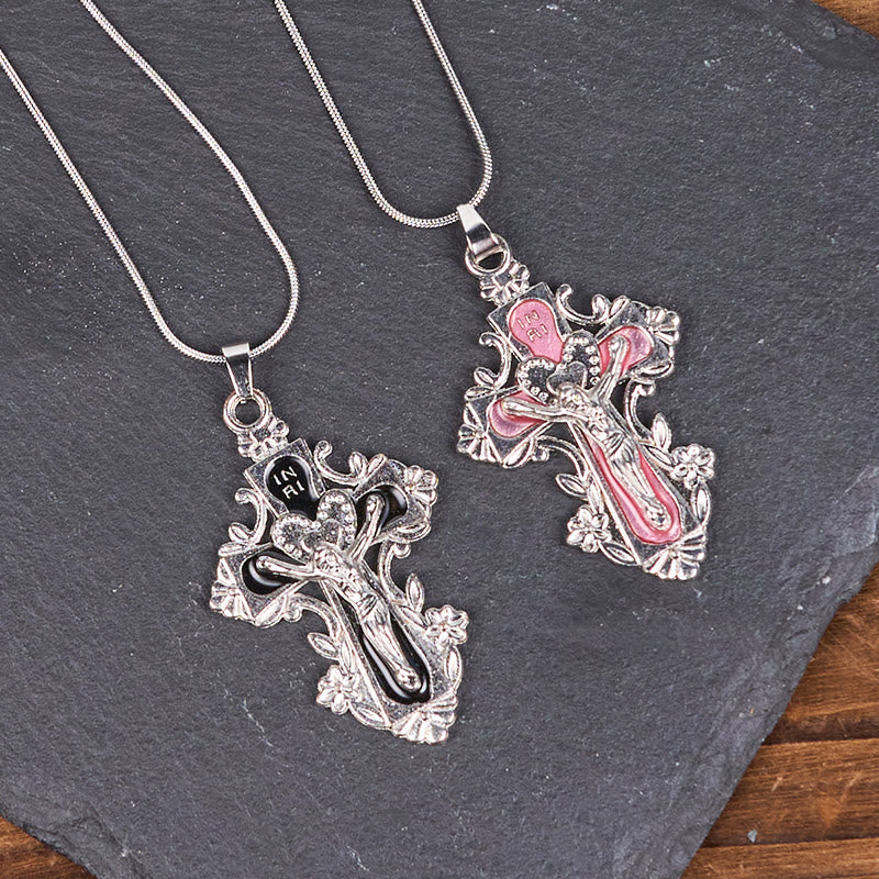 Christianartworkshop 4 Color Classic Style Jesus Cross Faith Crucifix Pendant Necklace