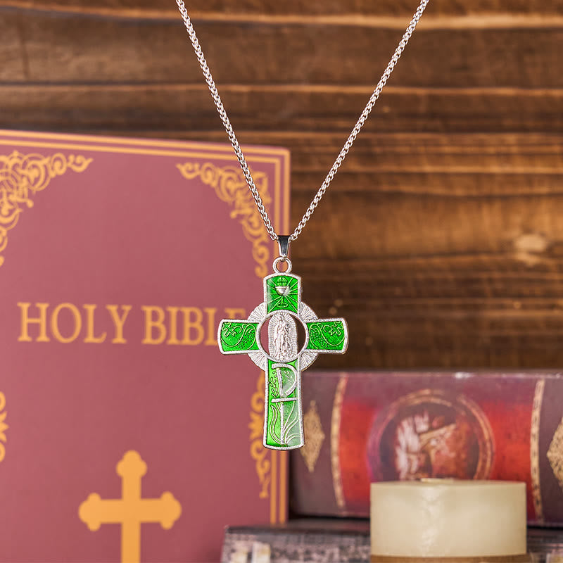 Christianartworkshop 6 Color Virgin Mary Our Lady of Guadalupe Faith Cross Pendant Necklace