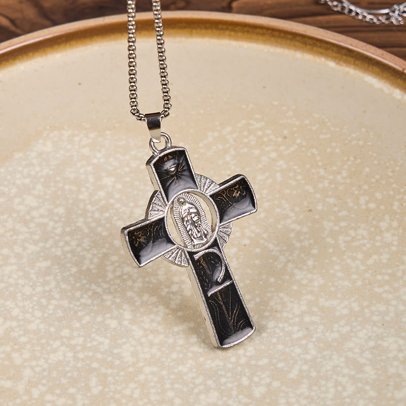Christianartworkshop 6 Color Virgin Mary Our Lady of Guadalupe Faith Cross Pendant Necklace