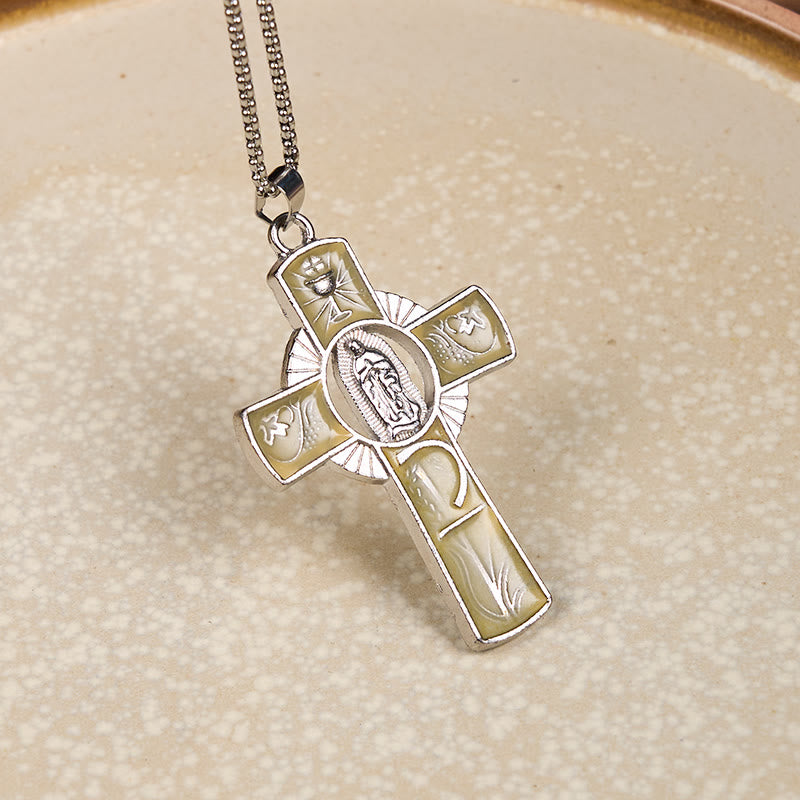 Christianartworkshop 6 Color Virgin Mary Our Lady of Guadalupe Faith Cross Pendant Necklace