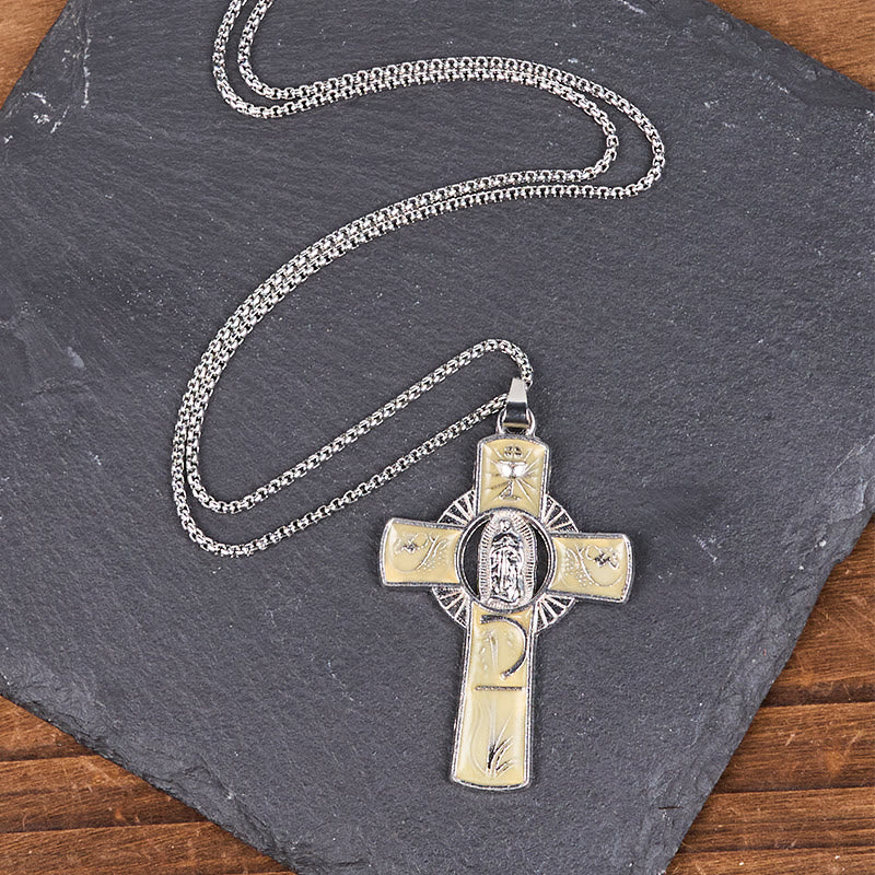 Christianartworkshop 6 Color Virgin Mary Our Lady of Guadalupe Faith Cross Pendant Necklace