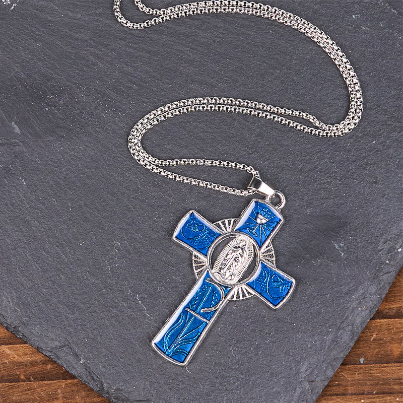 Christianartworkshop 6 Color Virgin Mary Our Lady of Guadalupe Faith Cross Pendant Necklace
