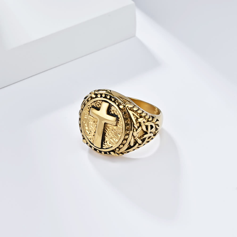 christiandiscipleshop Minimalist Style Cross Divine Faith Heavy Duty Ring
