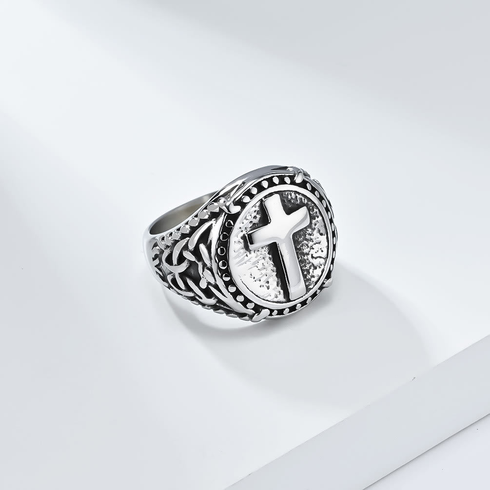 christiandiscipleshop Minimalist Style Cross Divine Faith Heavy Duty Ring