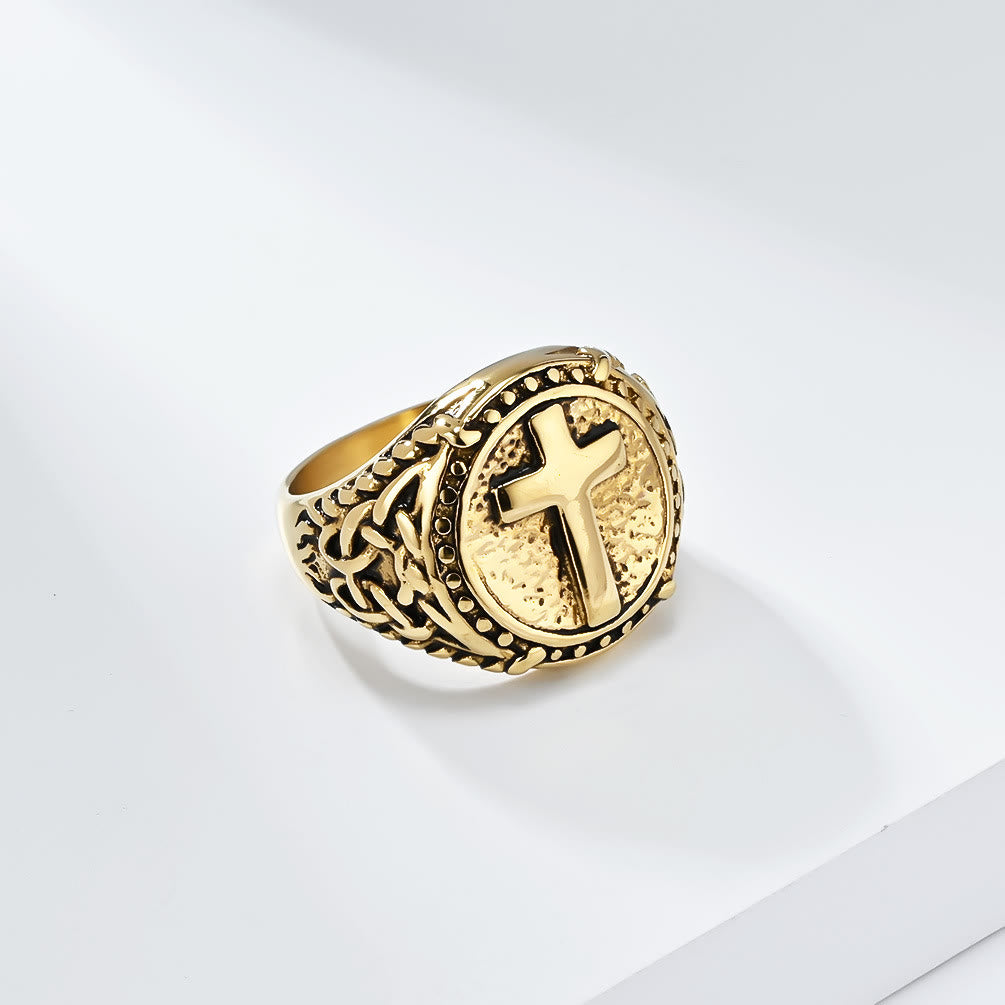 christiandiscipleshop Minimalist Style Cross Divine Faith Heavy Duty Ring