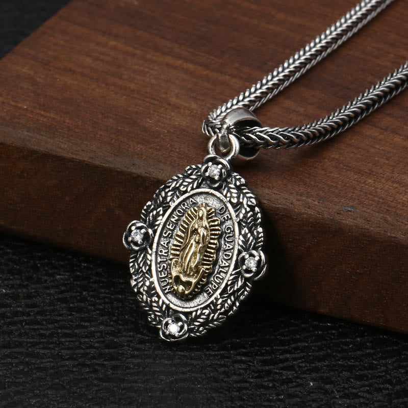 christiandiscipleshop Sterling Silver Classic Style Our Lady of Guadalupe & St. Michael Pendant Necklace