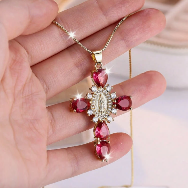 Christiandiscipleshop Diamond Virgin Mary Cross Necklace