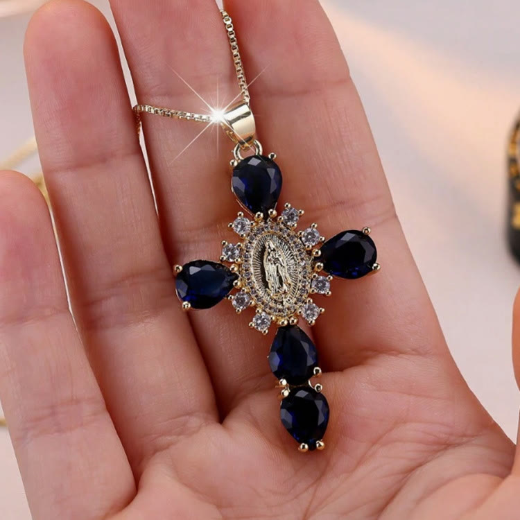 Christiandiscipleshop Diamond Virgin Mary Cross Necklace