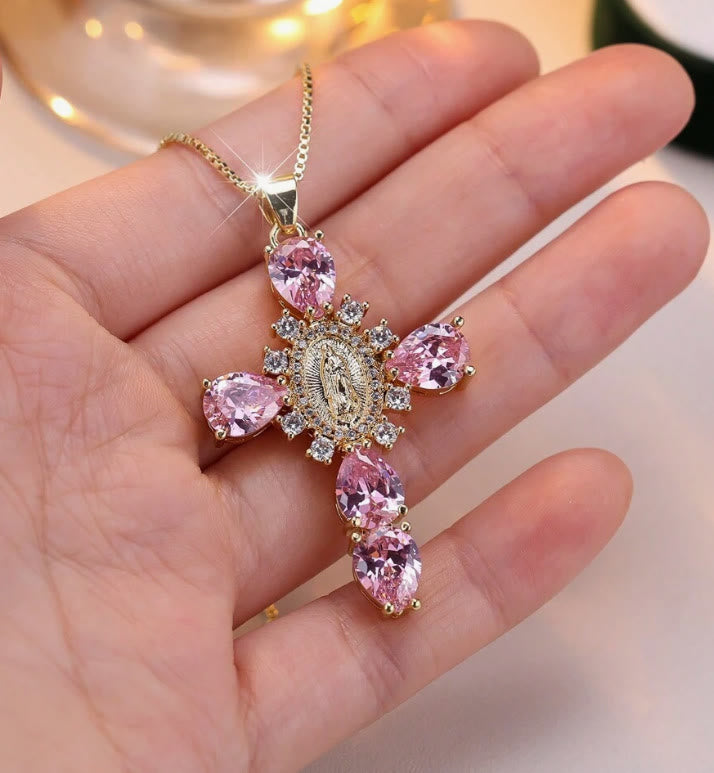 Christiandiscipleshop Diamond Virgin Mary Cross Necklace